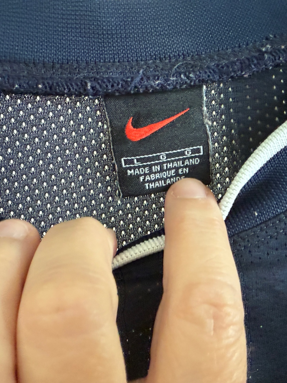 Nike Dark Navy Mesh Short-Sleeve Dri-FIT Tee with White Swoosh - Picture 2 of 3